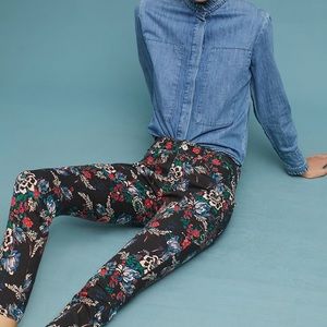 ANTHROPOLOGIE Denim Mid Rise Skinny Printed Jeans